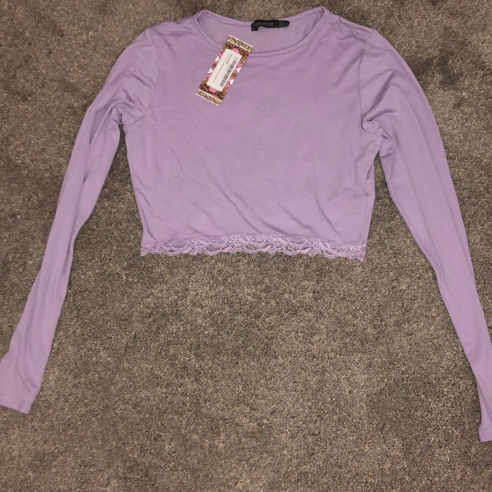 Lace trim long sleeve top